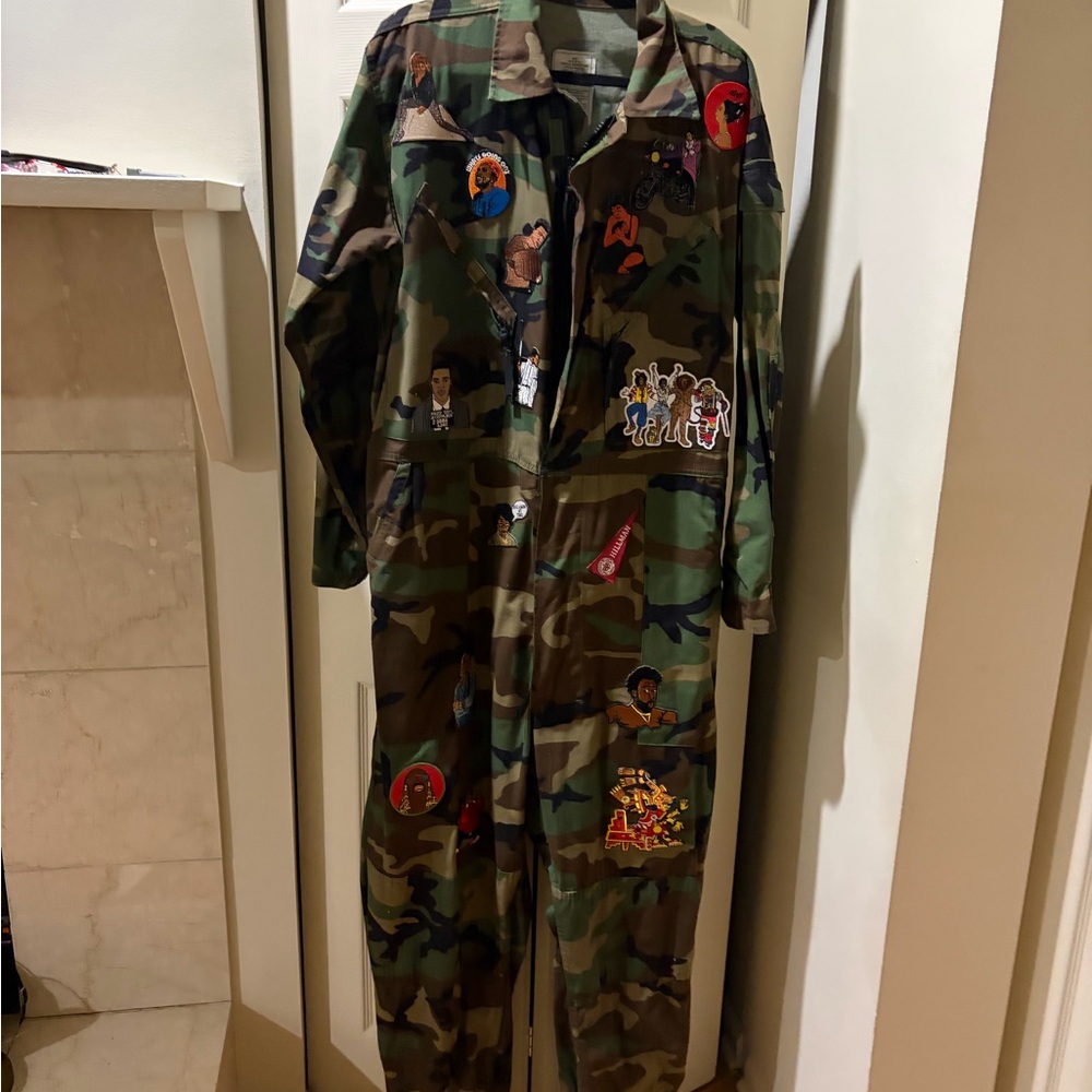 Camo Utility Jumpsuit with Patch Accents